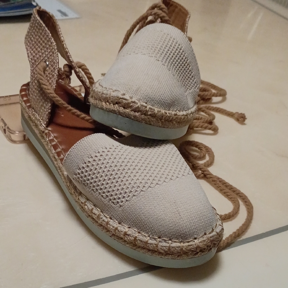 Crown Vintage Beige Espadrille Lace-Up Sandals Womans Size 8M - Picture 7 of 9